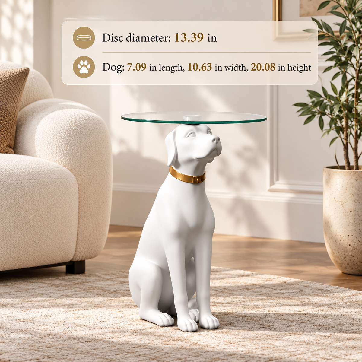 Dog Side Table with Glass Top — additional product view 3 at AK Home