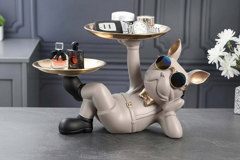 Modern Bulldog Butler Tray Sculpture