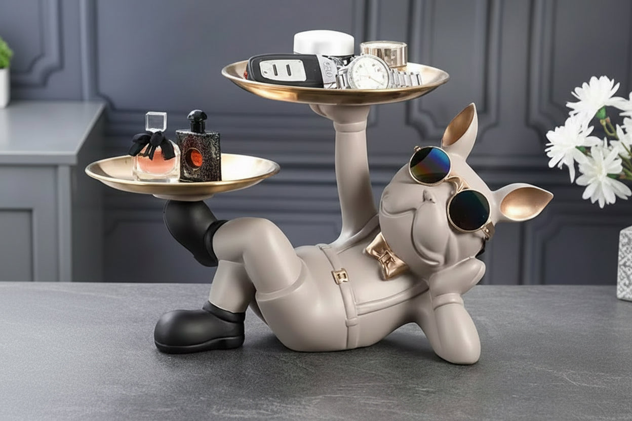Modern Bulldog Butler Tray Sculpture