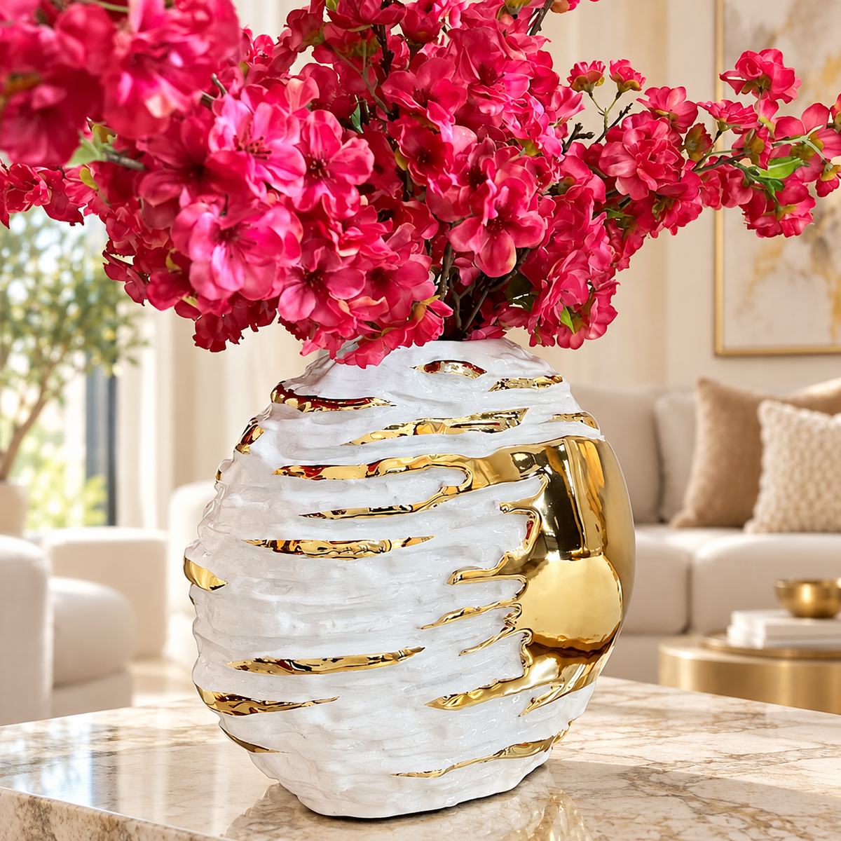 Gold Swirl Ceramic Vase — additional product view 2 at AK Home