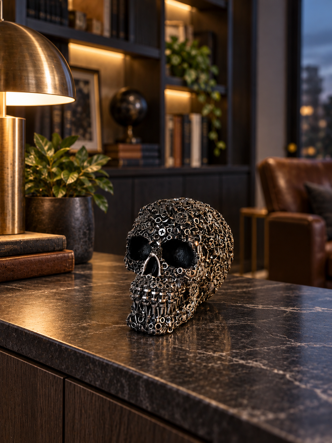 Industrial Metal Skull Sculpture — additional product view 2 at AK Home