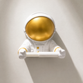 Astronaut Toilet Paper Holder — white and gold wall-mounted resin, AK Home