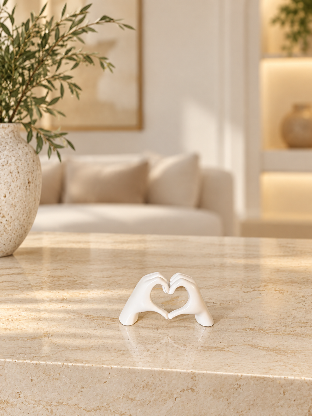 Heart Hands Resin Sculpture — additional product view 2 at AK Home