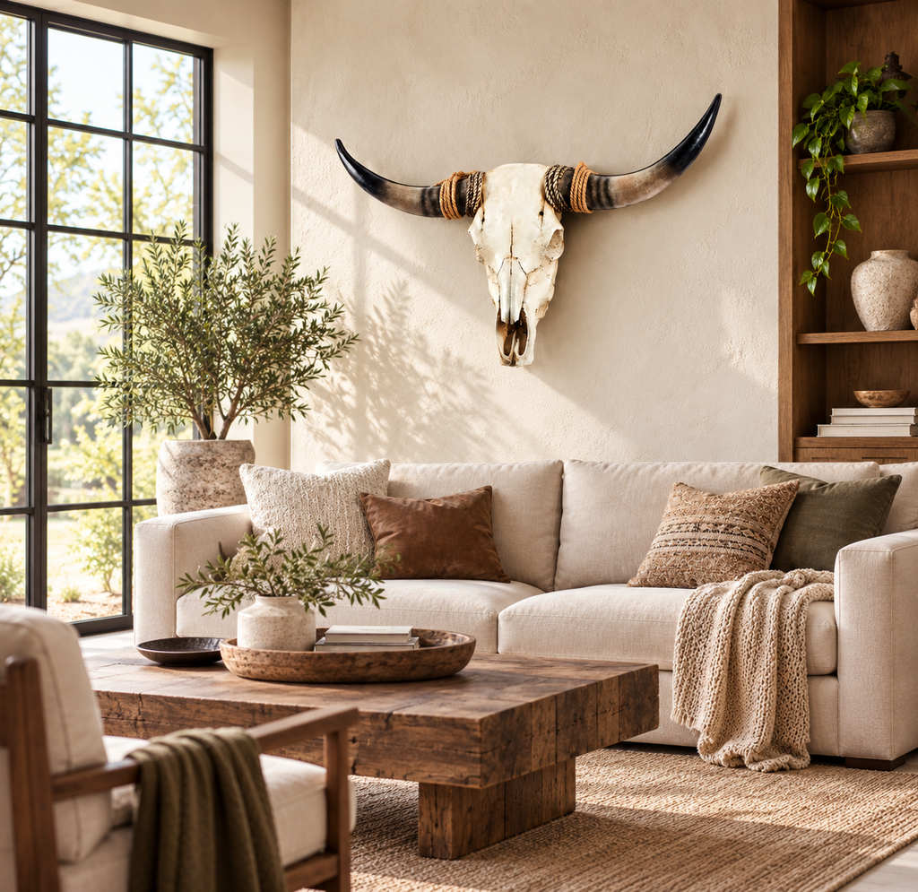 Rope-Wrapped Longhorn Bull Skull Wall Sculpture — additional product view 3 at AK Home