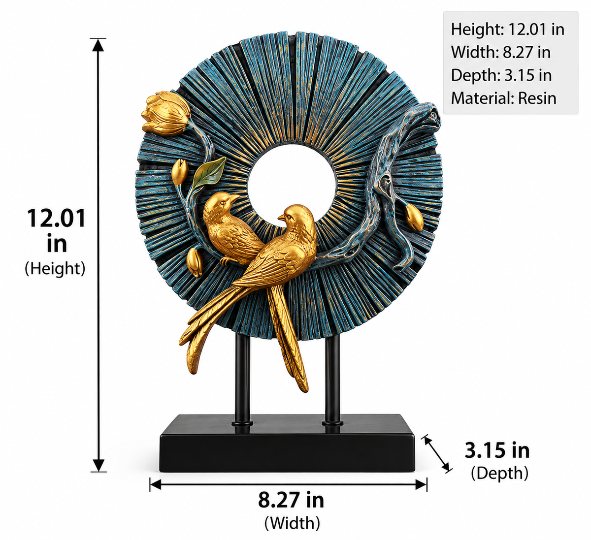 Bird Wreath Resin Sculpture — additional product view 5 at AK Home