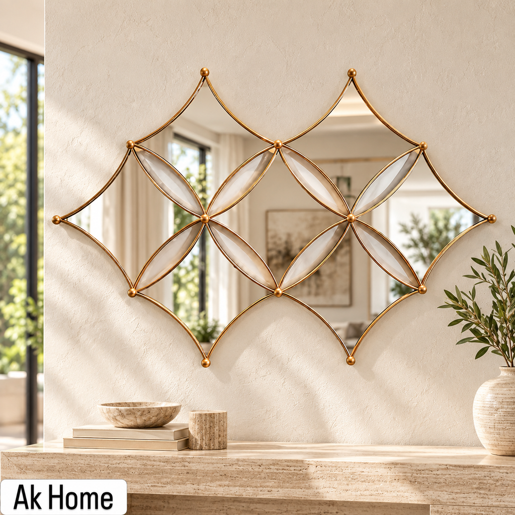 Luxury Gold Geometric Diamond Mirror Set – 3 Pieces — additional product view 2 at AK Home