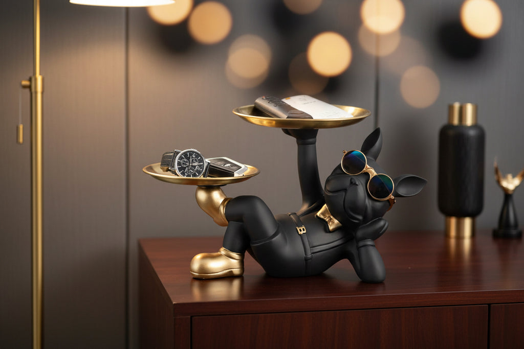 Modern Bulldog Butler Tray Sculpture