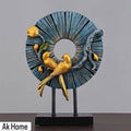 Bird Wreath Resin Sculpture – Teal & Gold