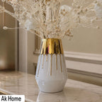 Gold Drip Ceramic Vase — white and gold, 25.4×16.51cm, AK Home