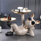 Gentle Dog Sculpture with Tray – Beige