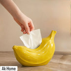 Banana-Shaped Ceramic Tissue Box Holder – Yellow Glossy