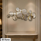 Multi-Circle Gold Mirror Wall Art – 120x50 cm