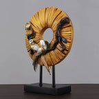 Bird Wreath Resin Sculpture – Gold