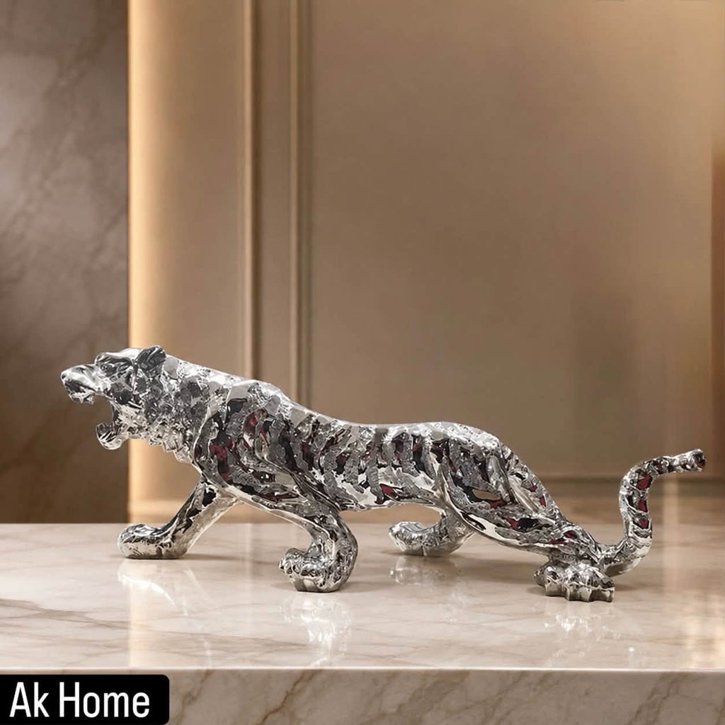 Luxury Tiger Sculpture – Silver Finish