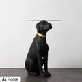 Dog Side Table with Glass Top – Black