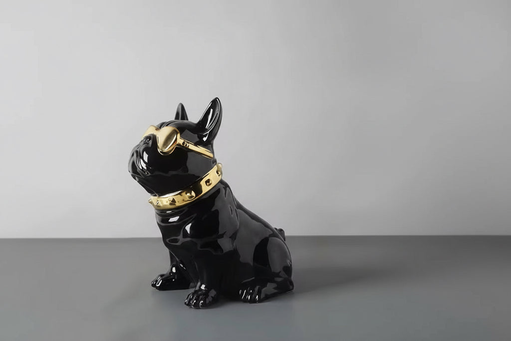 Chrome Luxe French Bulldog Tissue Holder – Modern Sunglasses Sculpture