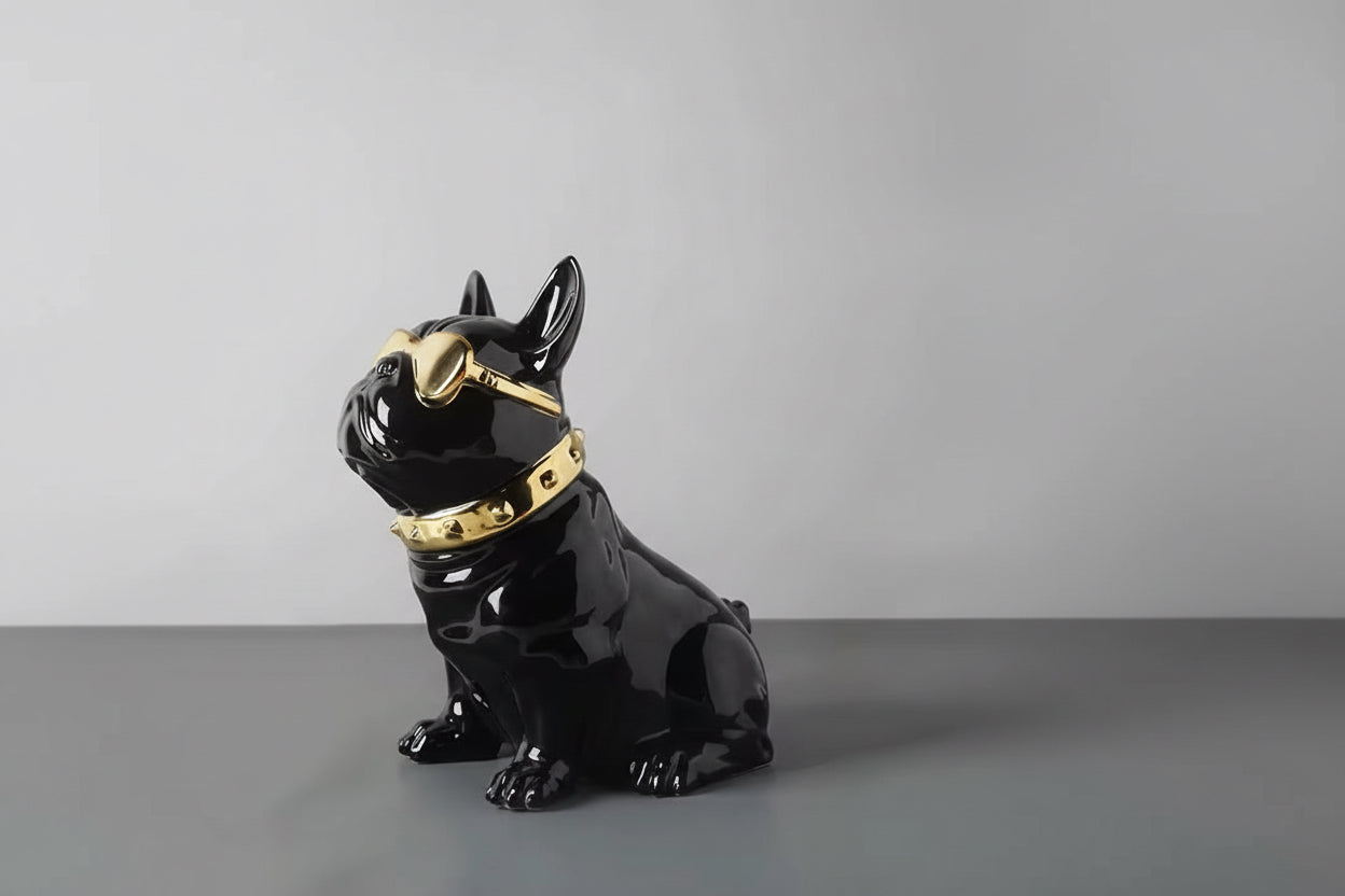 Chrome Luxe French Bulldog Tissue Holder – Modern Sunglasses Sculpture