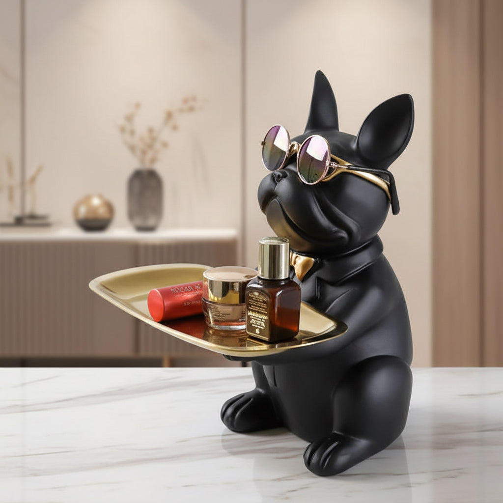 Modern Bulldog Serving Tray Sculpture
