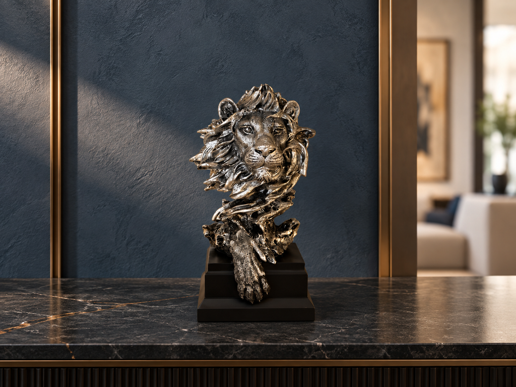 Lion Bust Resin Sculpture — additional product view 2 at AK Home