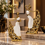 Gold & White Dancing Lady Ceramic Figurine — additional product view 2 at AK Home