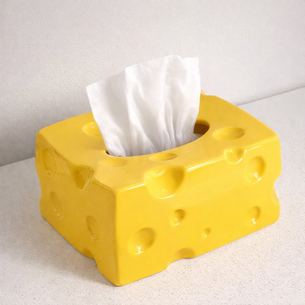 Midnight Luxe Cheese Ceramic Tissue Box Holder