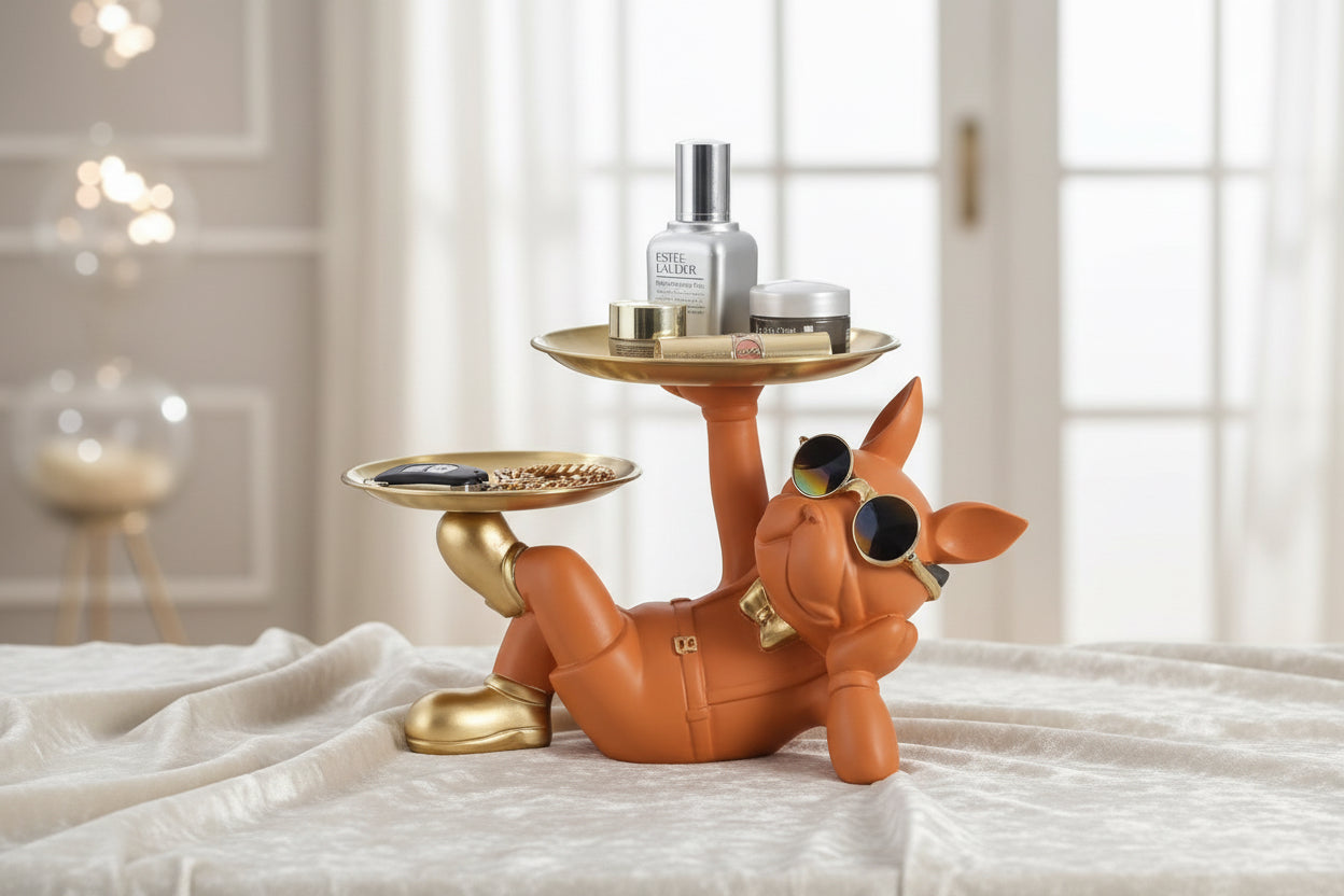 Modern Bulldog Butler Tray Sculpture