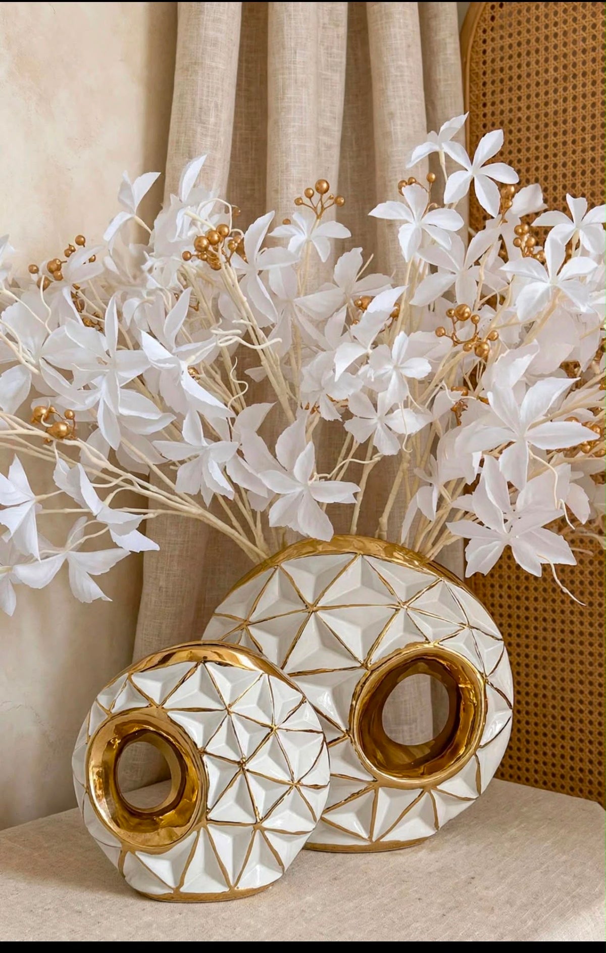 Gold Geometric Ceramic Vase — additional product view 2 at AK Home