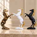 Luxury Rearing Horse Sculpture – Black & White with Gold — product photograph at AK Home