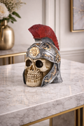 Warrior Helmet Skull Sculpture
• Armored Skull Decorative Accent
