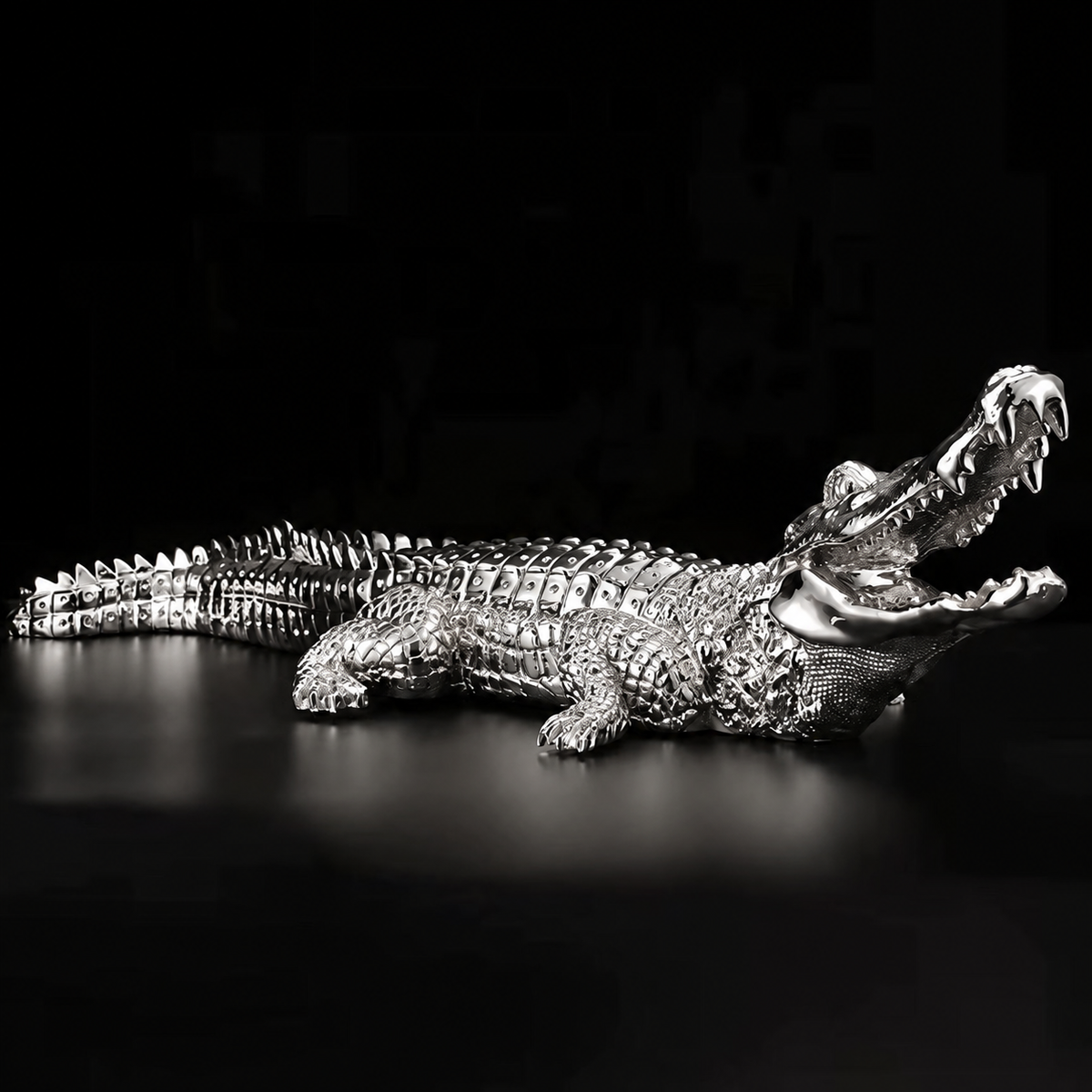 Gold Crocodile Sculpture — additional product view 2 at AK Home