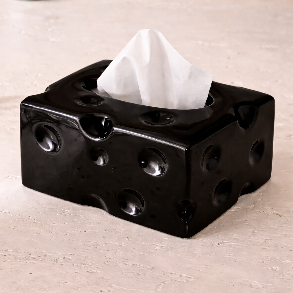 Midnight Luxe Cheese Ceramic Tissue Box Holder