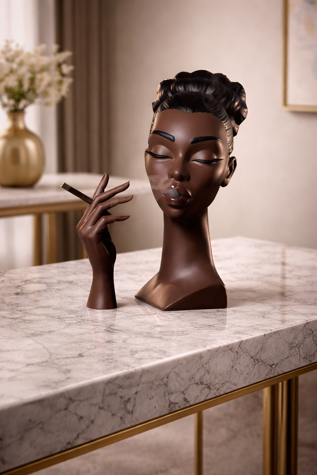 Modern Bust Incense Holder Sculpture