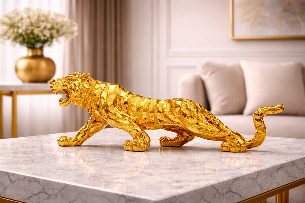 Modern Tiger Sculpture – Luxury Metallic Finish (Gold / Silver)