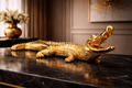 Luxury Metallic Crocodile Sculpture – Modern Statement Piece