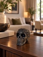 Industrial Metal Skull Sculpture — product photograph at AK Home