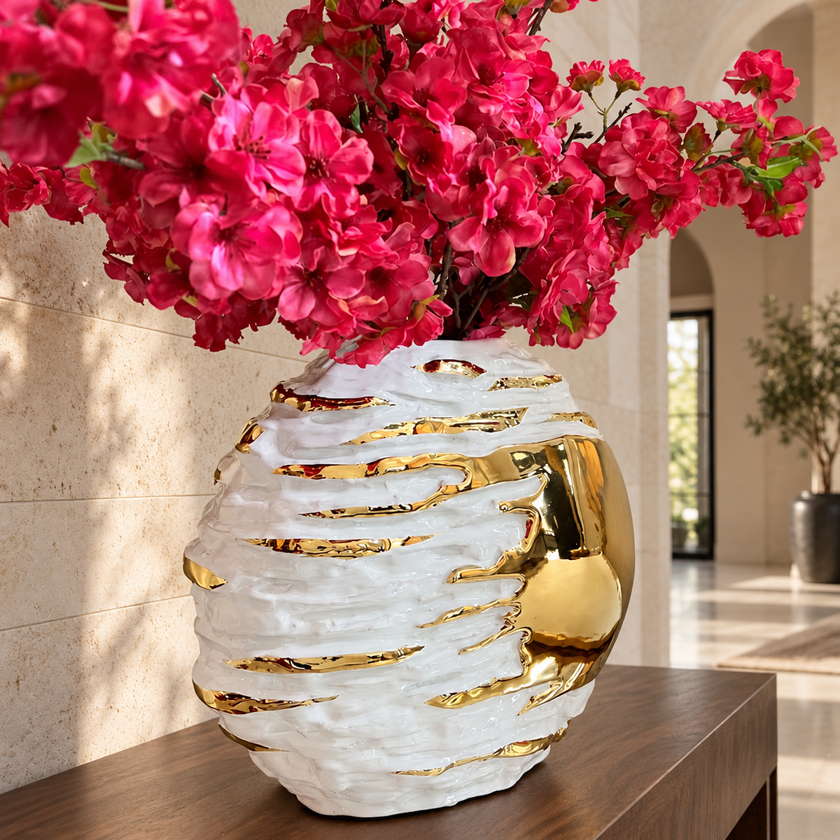 Gold Swirl Ceramic Vase — additional product view 3 at AK Home