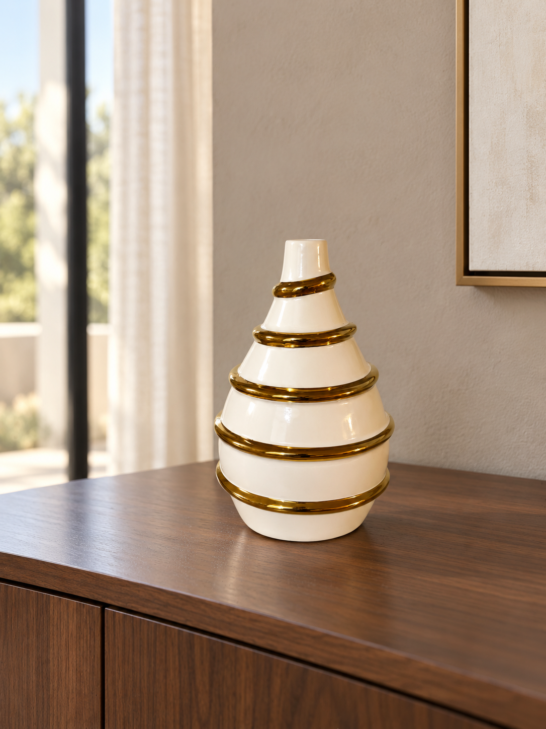 Gold Ring Ceramic Vase — additional product view 2 at AK Home
