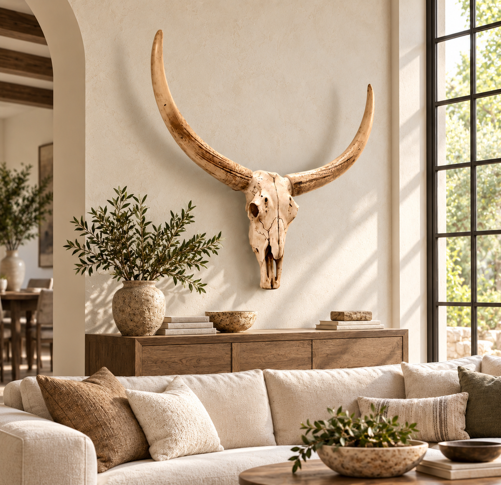 Longhorn Bull Skull Wall Sculpture — additional product view 3 at AK Home