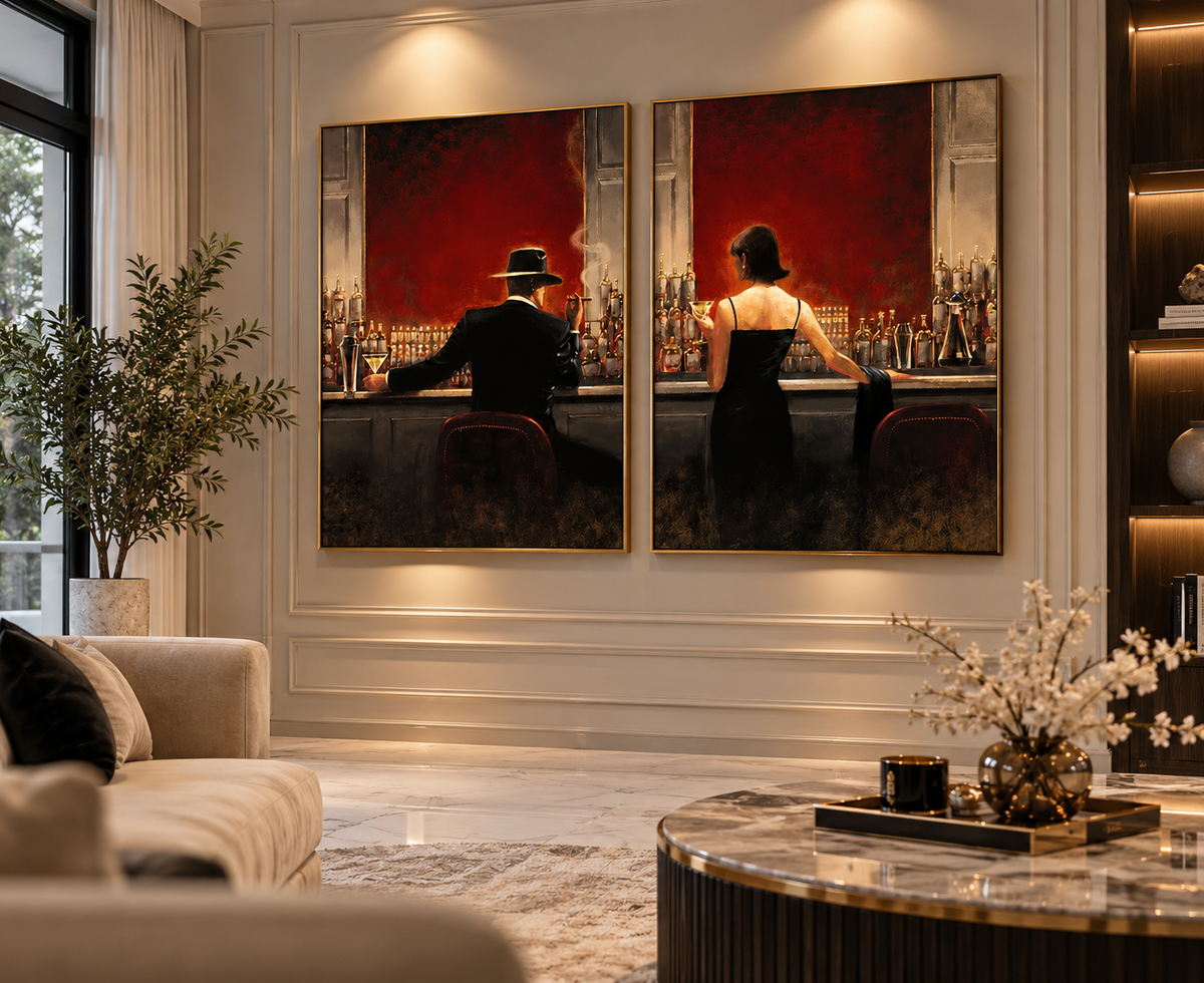 Midnight Bar Noir Diptych Wall Art – Framed Crystal Porcelain Print — additional product view 2 at AK Home