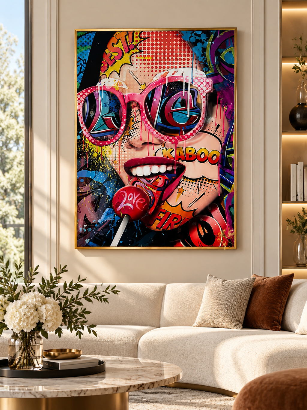 Pop Art Girl Graffiti Wall Art – Framed Crystal Porcelain Print — additional product view 2 at AK Home