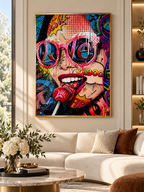 Pop Art Girl Graffiti Wall Art – Framed Crystal Porcelain Print — additional product view 2 at AK Home