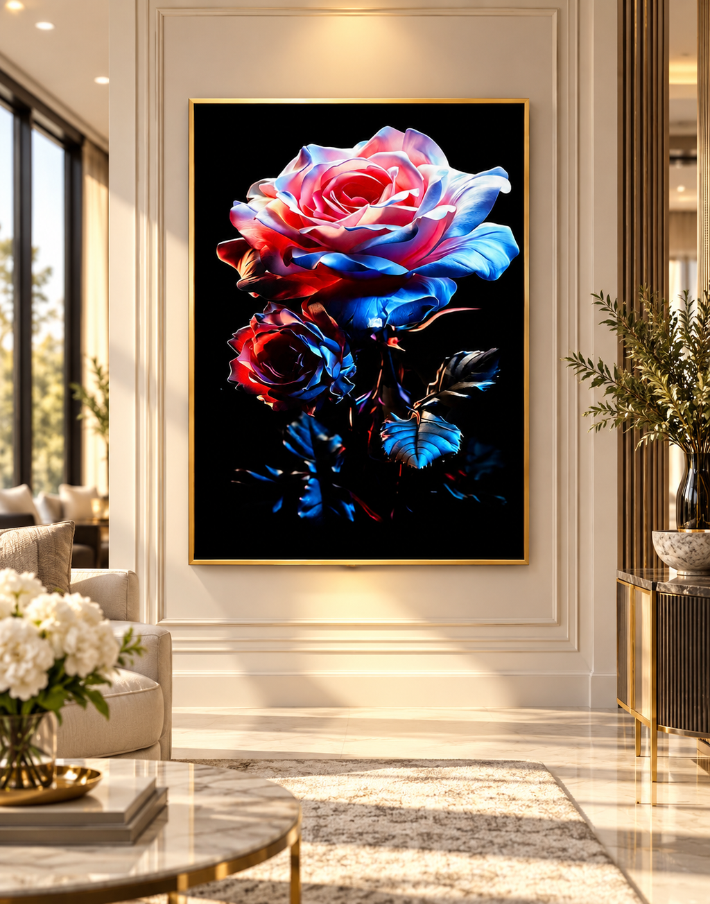 Luminous Rose Wall Art – Framed Crystal Porcelain Print — additional product view 2 at AK Home