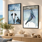 Ocean Giants Orca and Whale crystal porcelain wall art – product gallery image 1