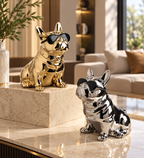 Chrome French Bulldog Ceramic Tissue Box Holder — product photograph at AK Home
