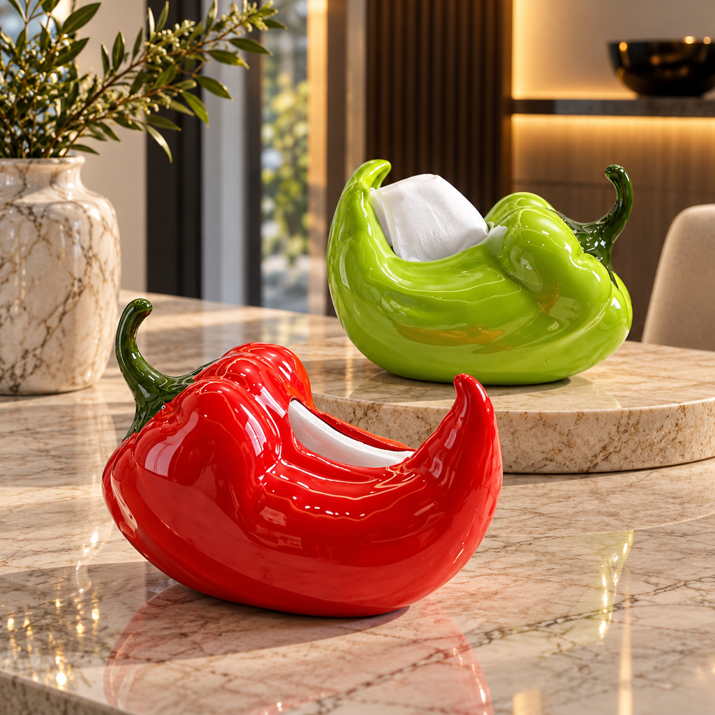 Chili Pepper Ceramic Tissue Box Holder — additional product view 2 at AK Home