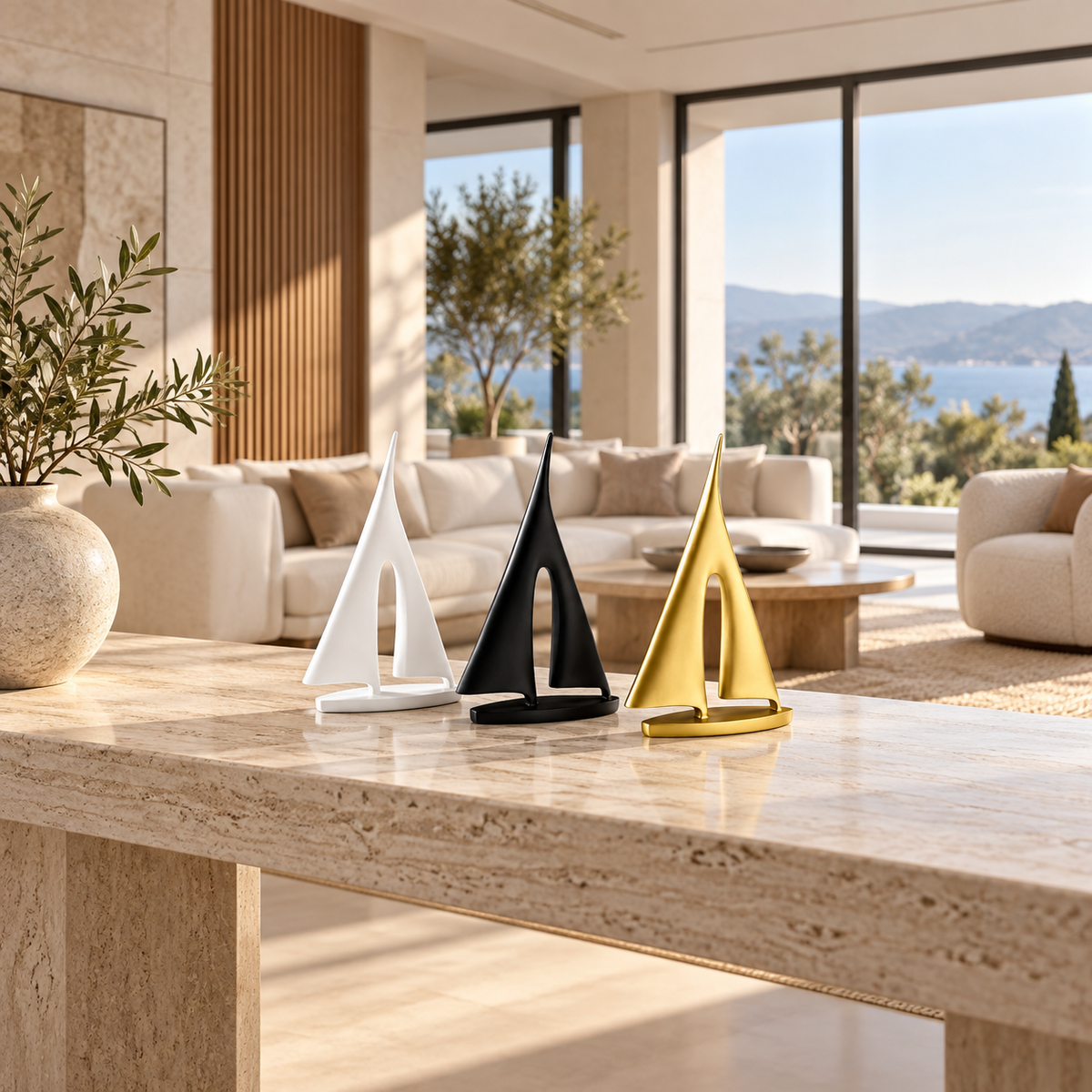 Minimalist Sailboat Sculpture — additional product view 2 at AK Home