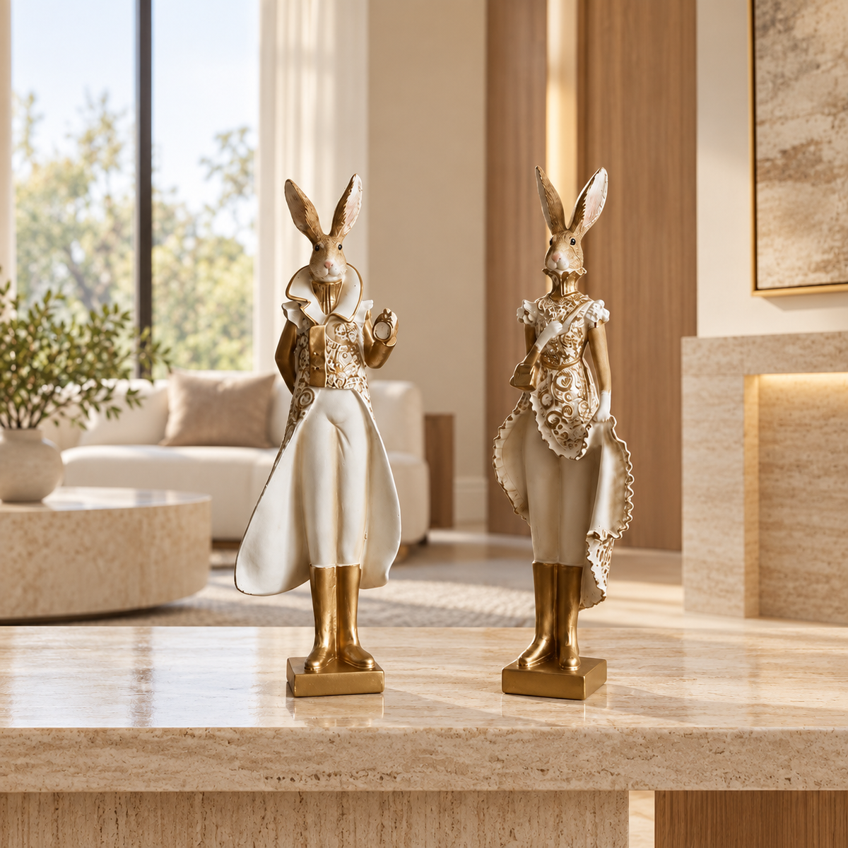 Royal Rabbit Couple Figurines — Set of 2 — additional product view 2 at AK Home