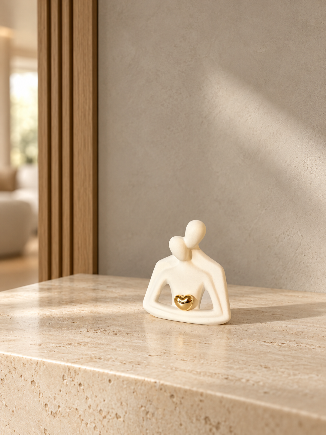 Abstract Figure Ceramic Sculpture with Gold Heart — additional product view 2 at AK Home