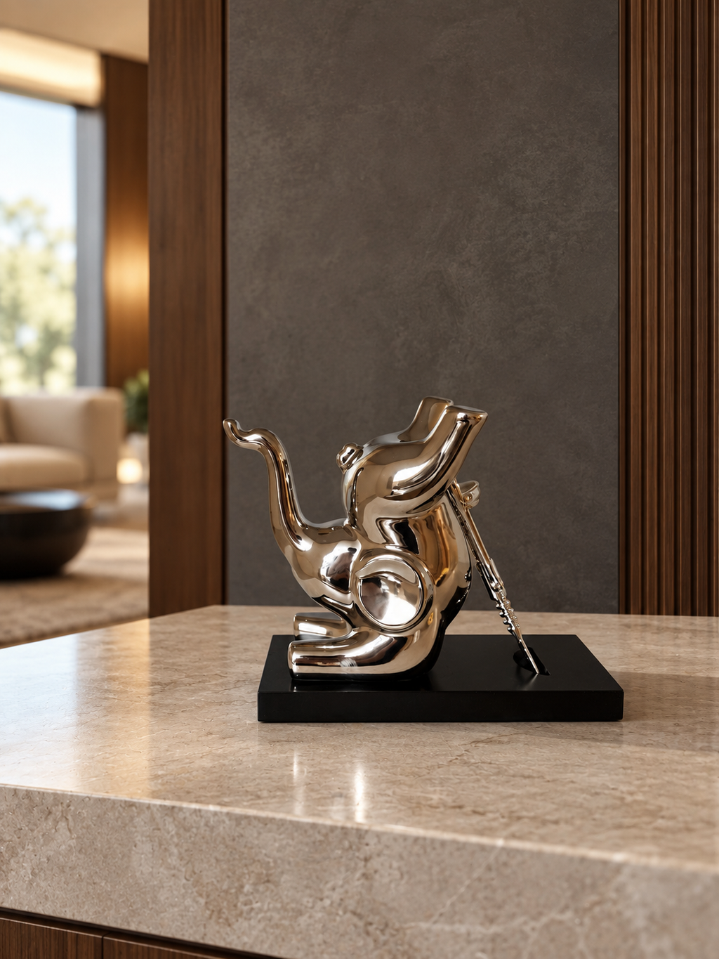Silver Elephant Wine Bottle Holder — additional product view 2 at AK Home