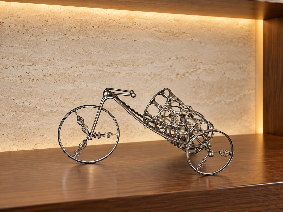 Gold Bicycle Wine Bottle Holder — additional product view 2 at AK Home